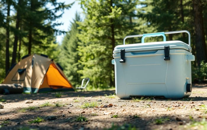 Campsite Cooler Mockup - Outdoor Adventure Gear